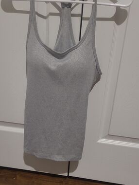 Grey Ribbed Racerback Tank Top - Lightweight Scoop Neck. Never Worn